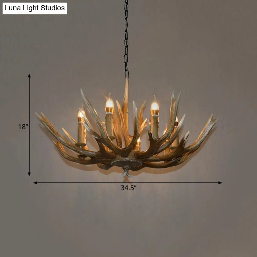 Branch Resin Pendant Chandelier - Cottage Style Hanging Ceiling Light (6/8/12 Heads) Elegant Brown