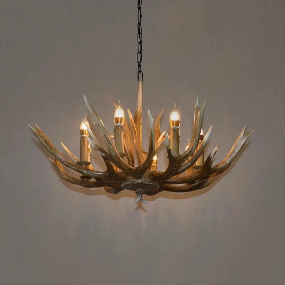 Branch Resin Pendant Chandelier - Cottage Style Hanging Ceiling Light (6/8/12 Heads) Elegant Brown