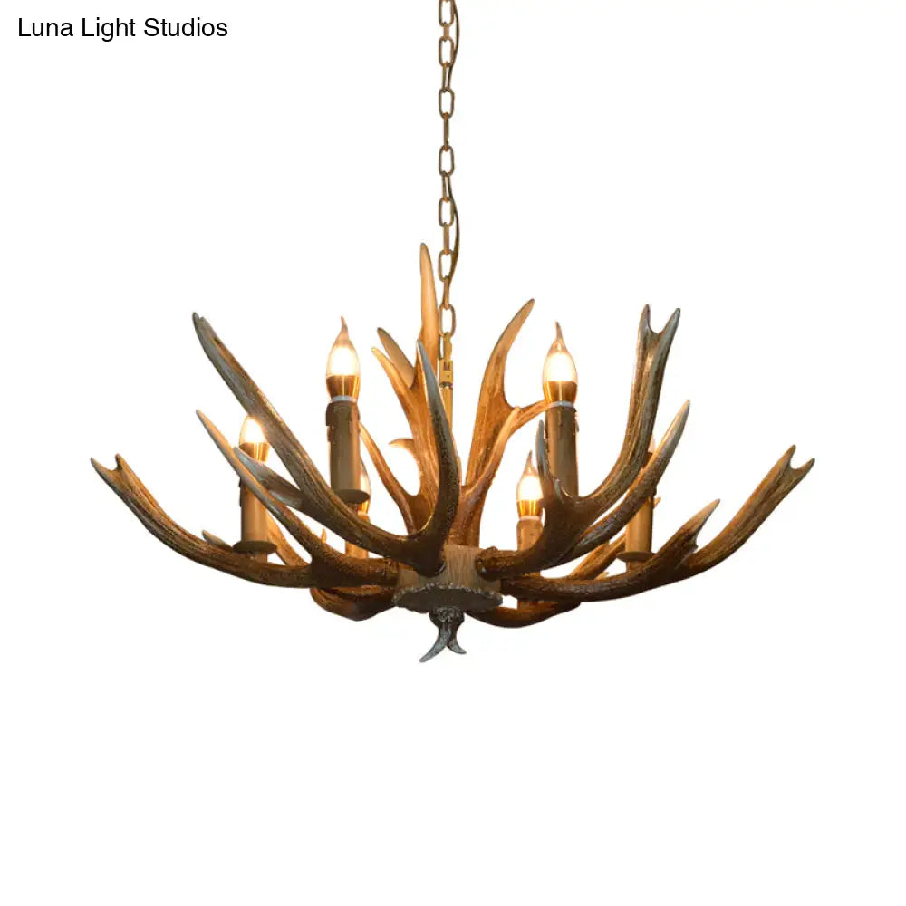 Branch Resin Pendant Chandelier - Cottage Style Hanging Ceiling Light (6/8/12 Heads) Elegant Brown