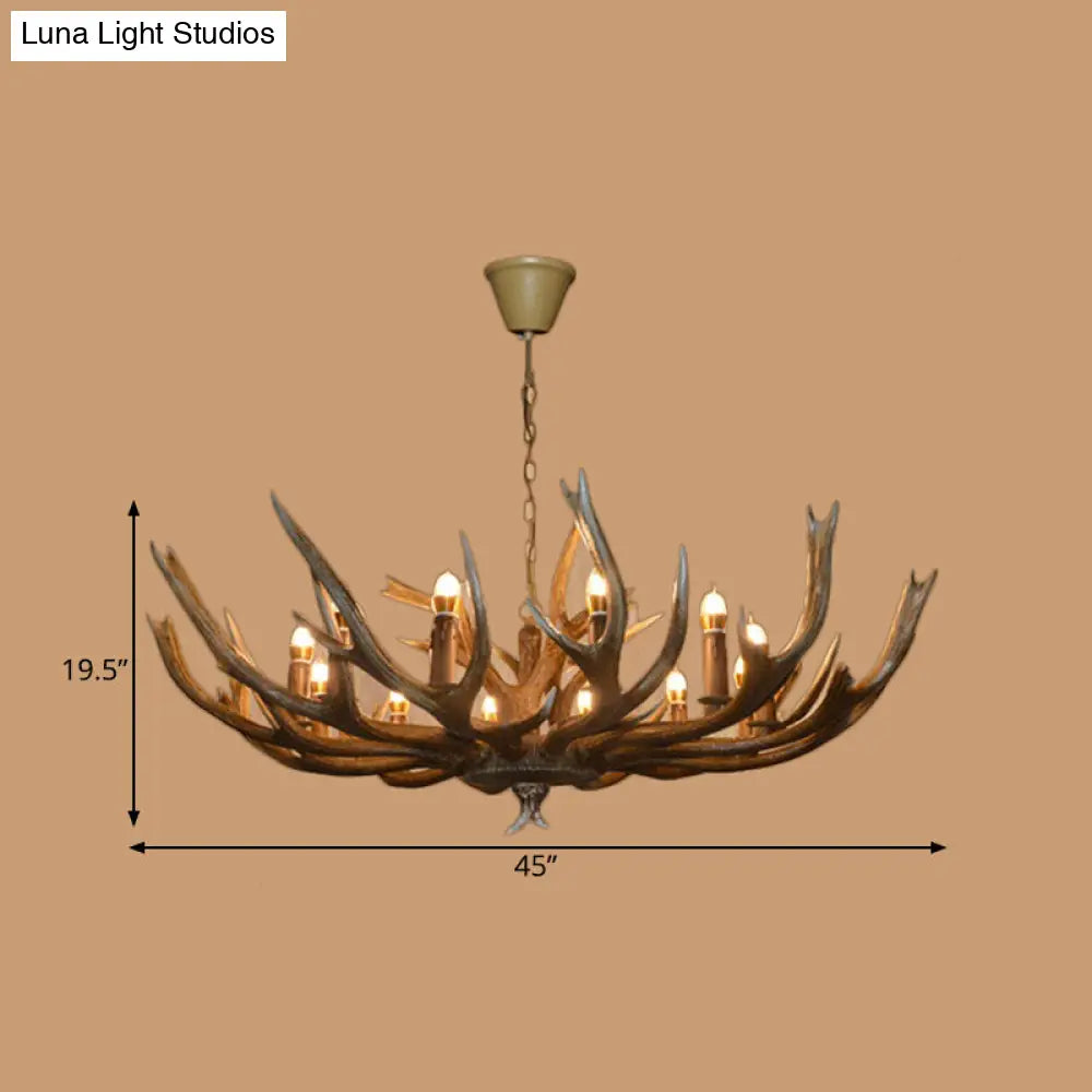Branch Resin Pendant Chandelier - Cottage Style Hanging Ceiling Light (6/8/12 Heads) Elegant Brown