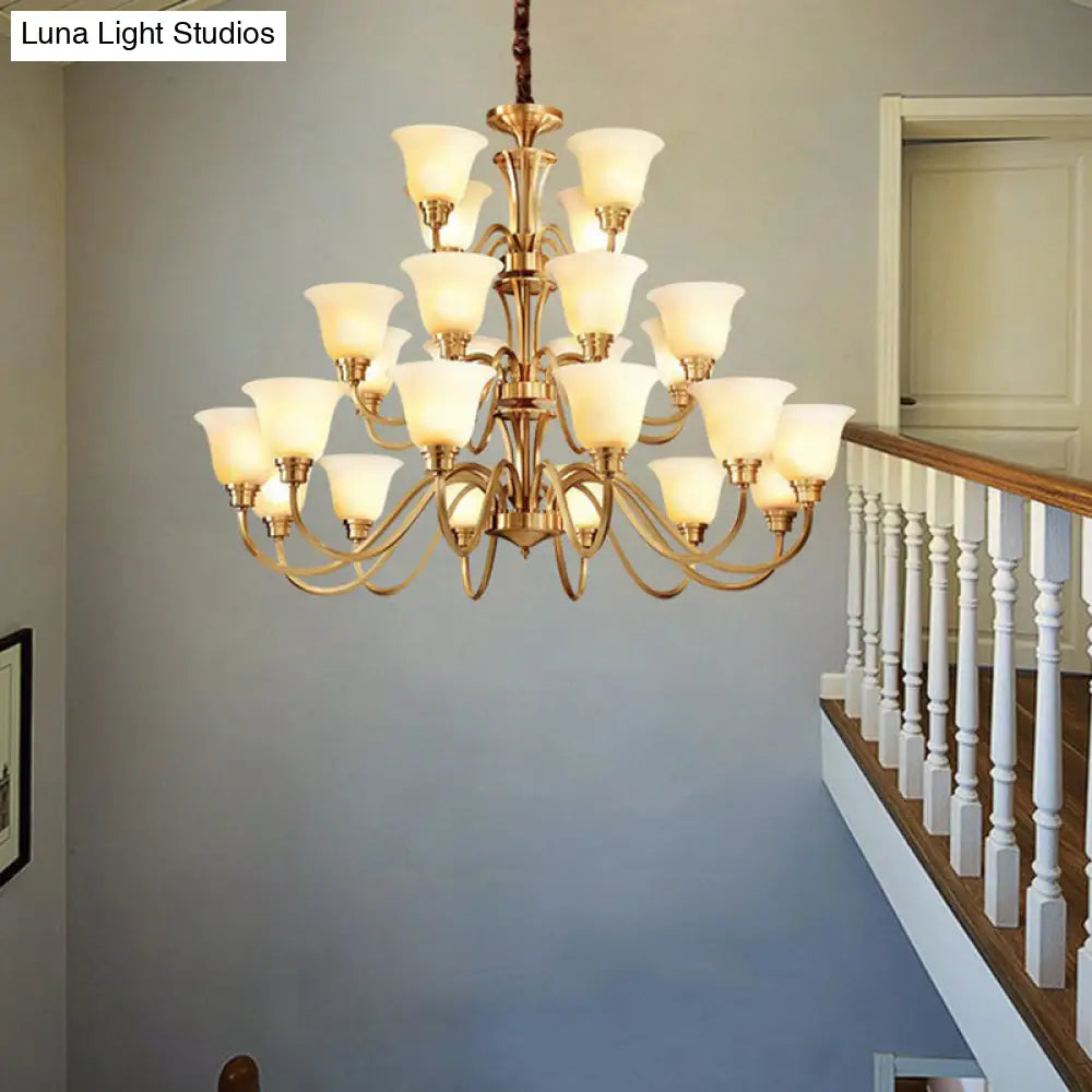 Brass Chandelier Pendant Light With Traditional Flared Design