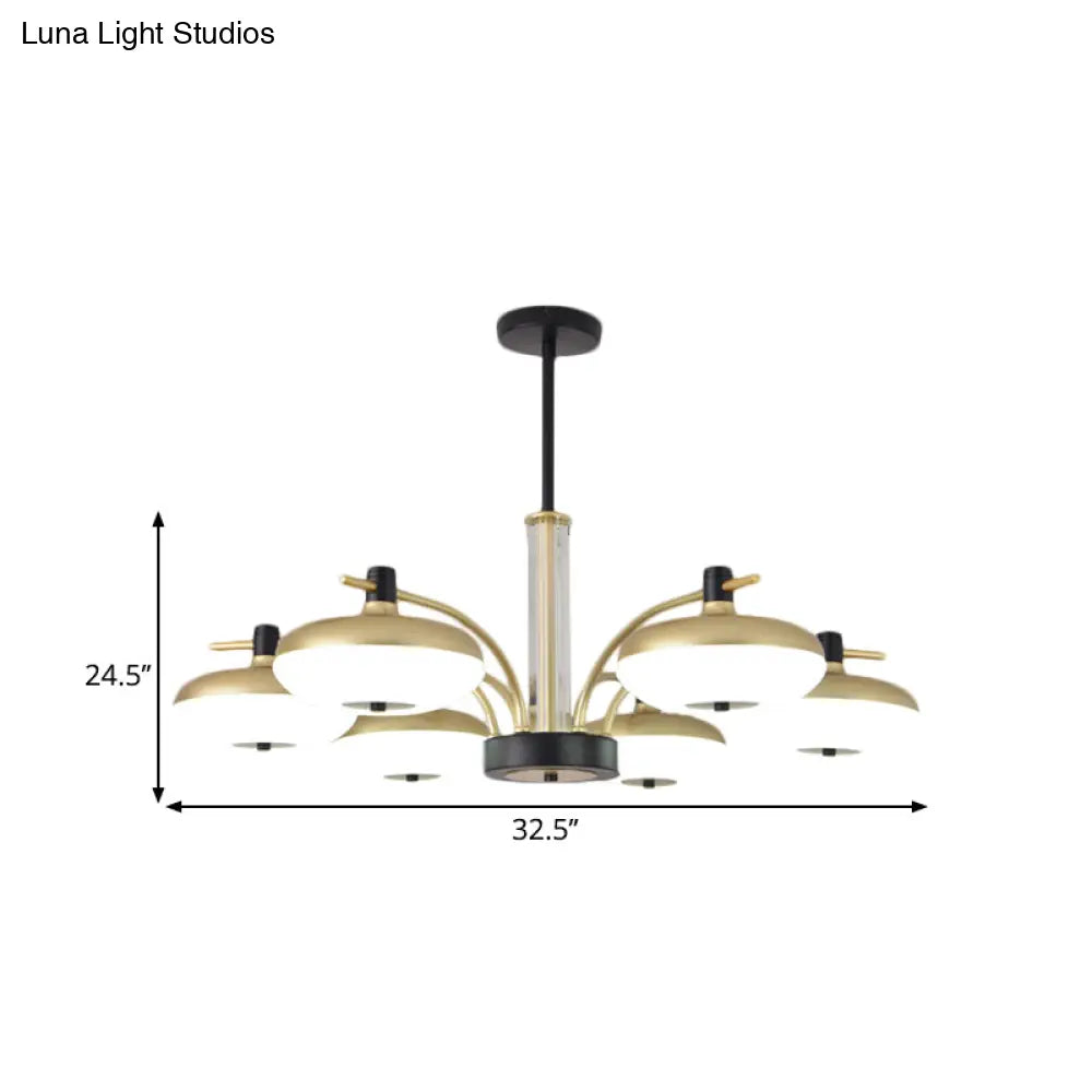 Brass Round Led Ceiling Light: Simple Acrylic Pendant Chandelier For Sleeping Room