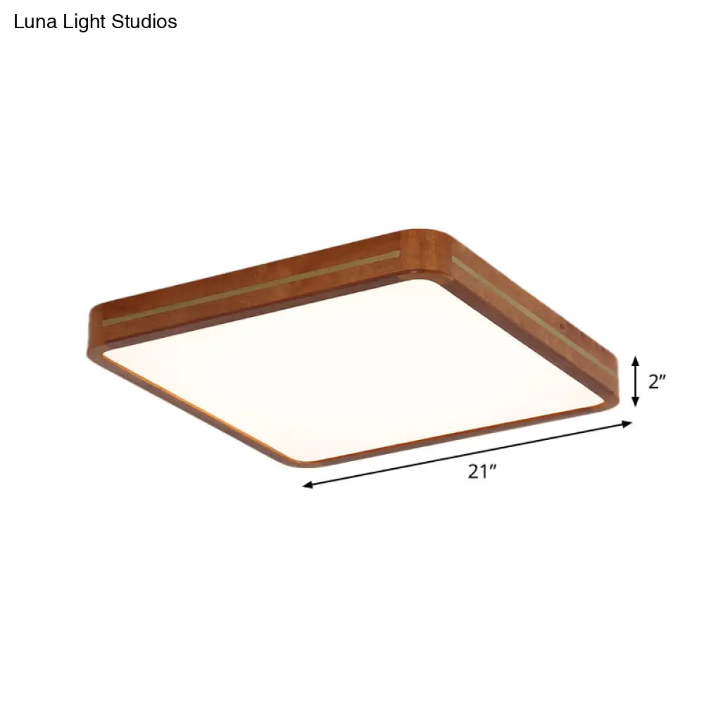 Brown Modern Square/Rectangle Ceiling Light Acrylic Led Flush Mount - 17’/21’/25.5’ Length
