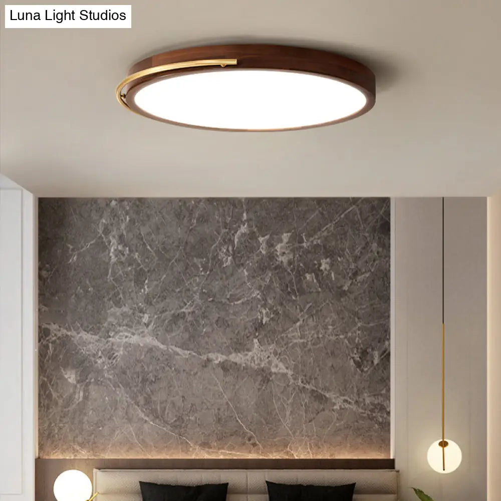 Brown Round Wooden Led Ceiling Light Fixture - 13’/17’ Diameter Flush Mount Lamp Kit