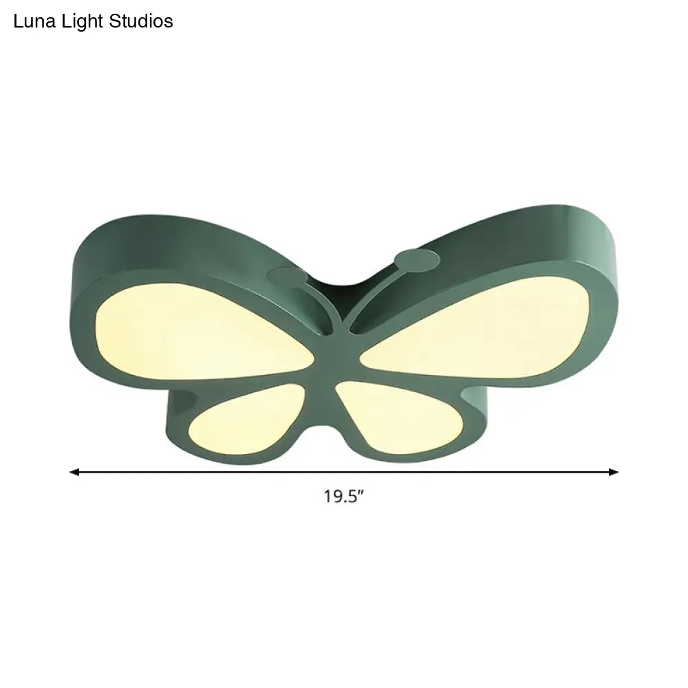 Butterfly Acrylic Metal Led Ceiling Light For Child’s Bedroom - Flush Mount