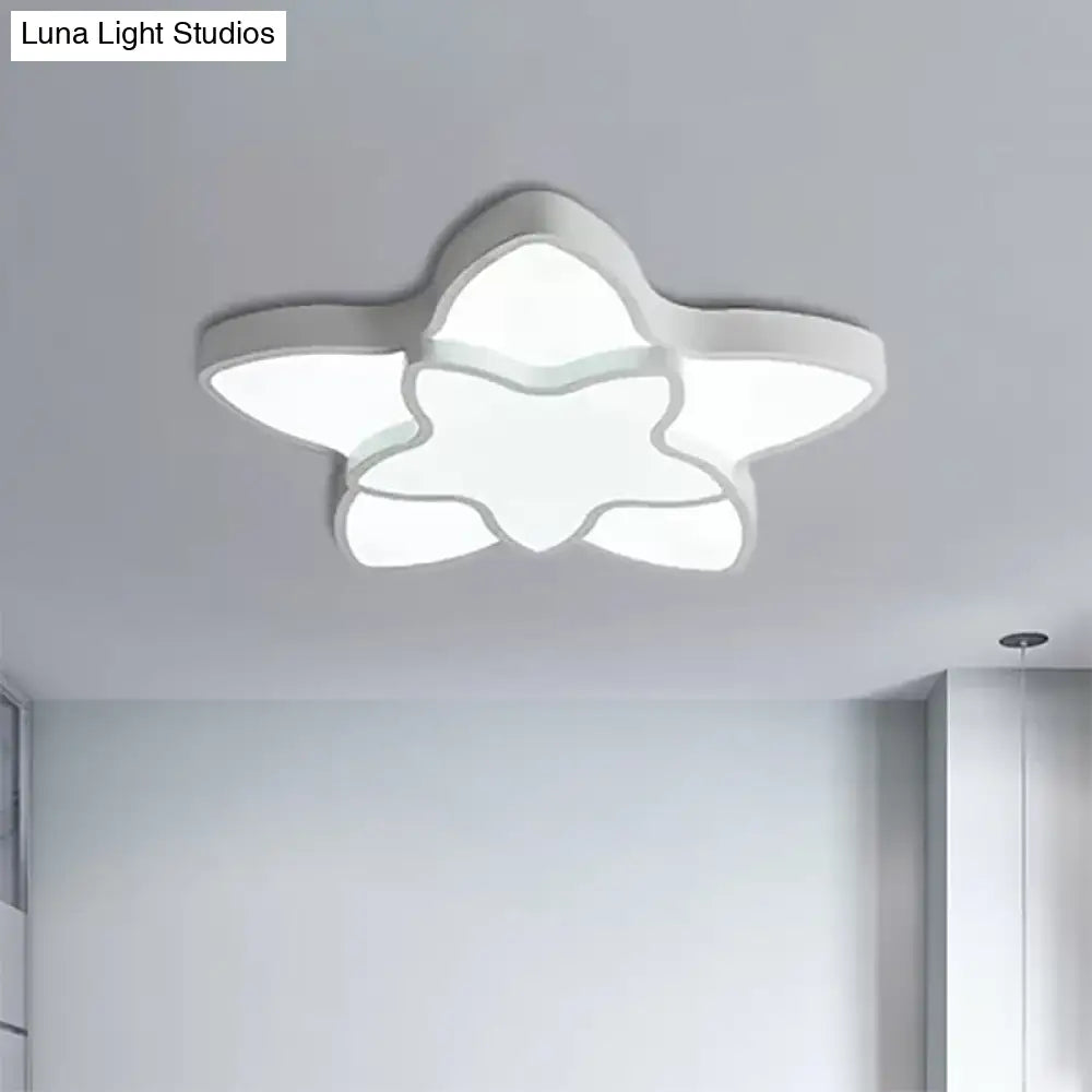Cartoon Led Flush Mount Light: Vibrant 2-Star Acrylic Ceiling Lamp For Corridor And Kid’s Bedroom