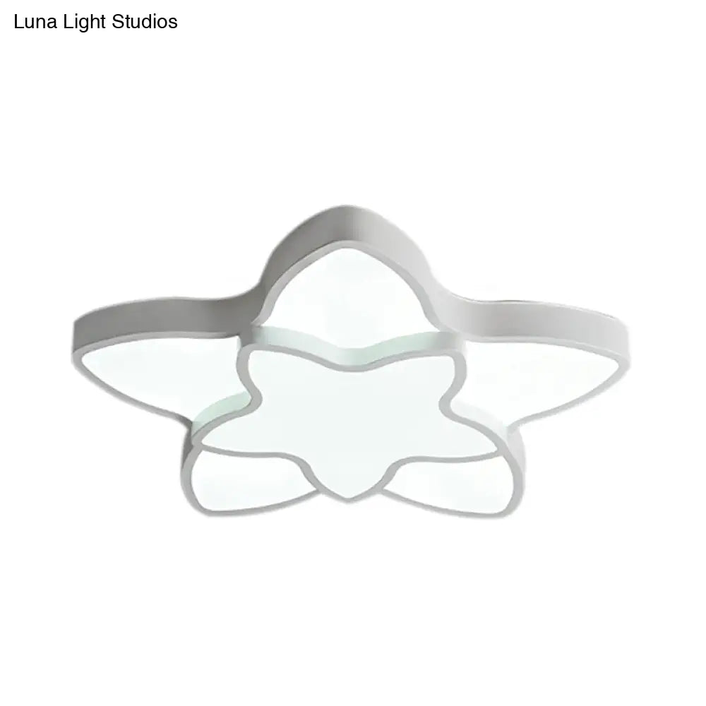 Cartoon Led Flush Mount Light: Vibrant 2-Star Acrylic Ceiling Lamp For Corridor And Kid’s Bedroom
