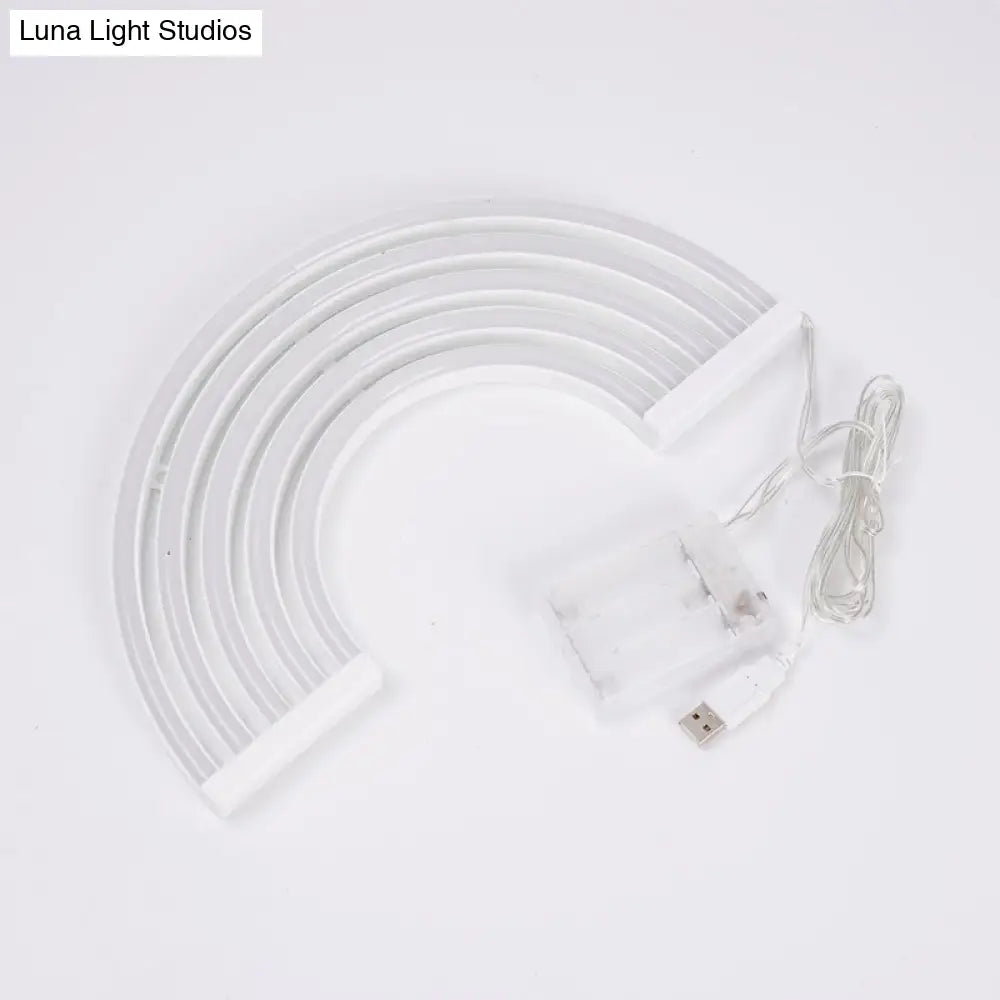 Cartoon Led Table Light: Artistic Plastic Lamp For Bedroom With Battery Power - Neon Wall Lighting
