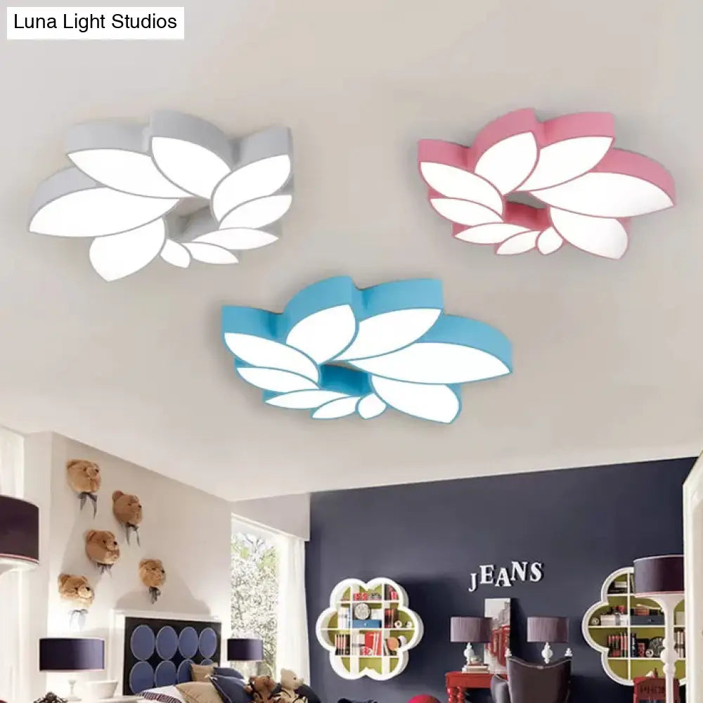 Cartoon Lotus Ceiling Mount Light - Led Flush For Baby Bedroom