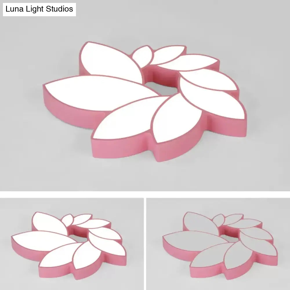 Cartoon Lotus Ceiling Mount Light - Led Flush For Baby Bedroom