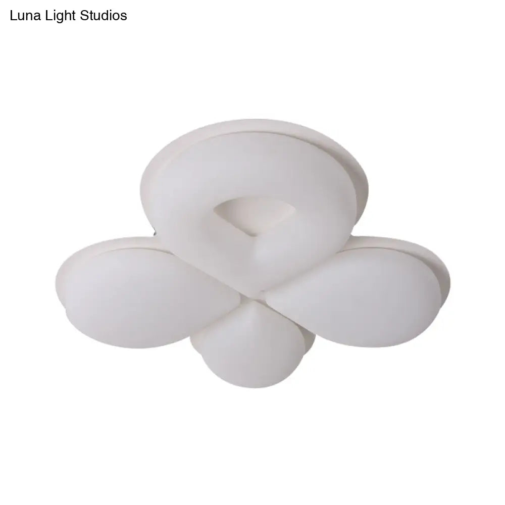 Children’s Bedroom Led Flush Mount Light Fixture In Grey/White/Coffee - Cute Flower Design