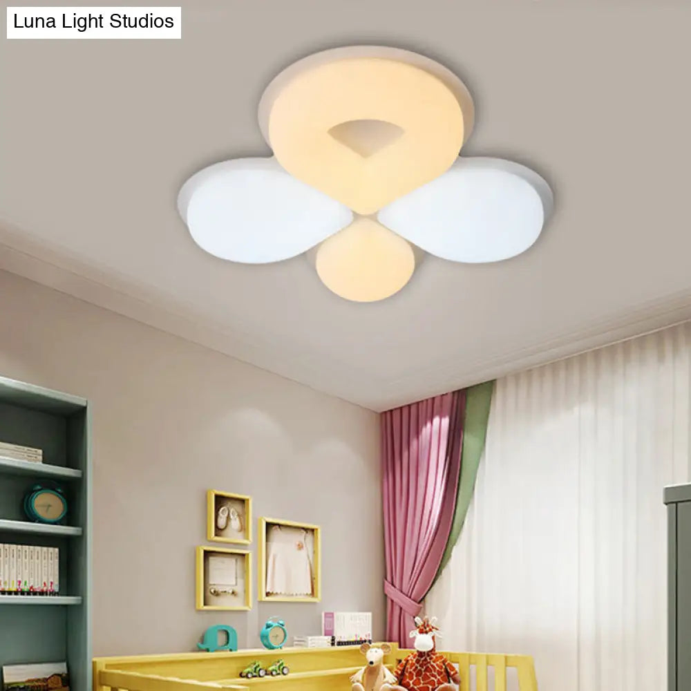 Children’s Bedroom Led Flush Mount Light Fixture In Grey/White/Coffee - Cute Flower Design