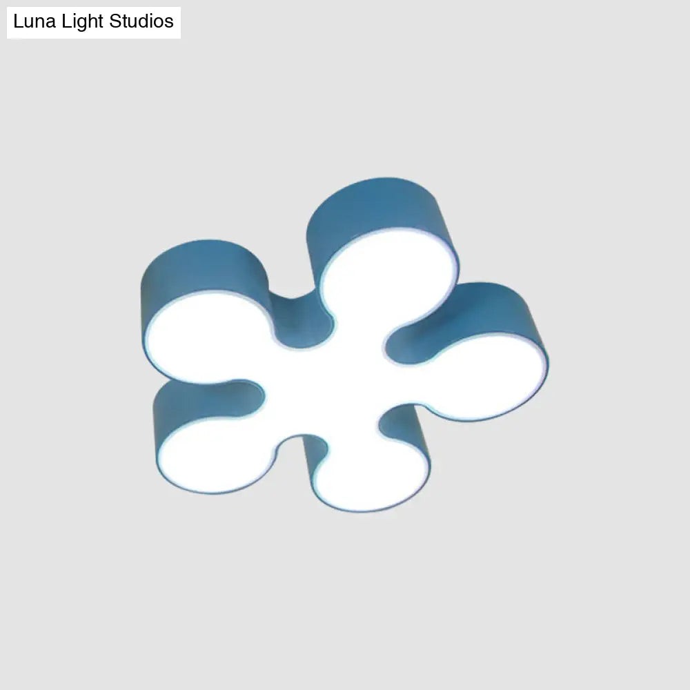 Children’s Led Blossom Ceiling Light In Blue/Red/Yellow - Acrylic Flush Mount
