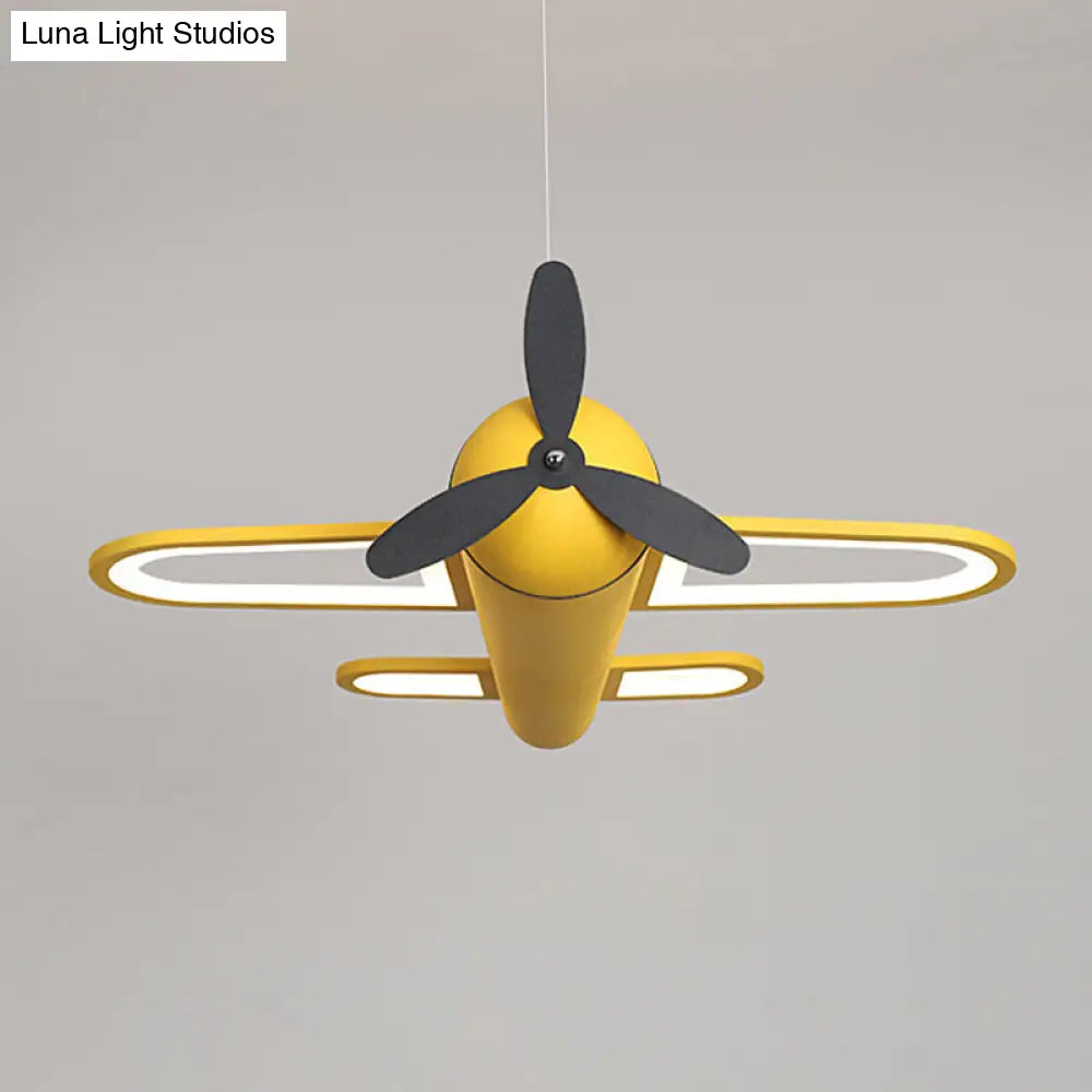 Childrens Playroom Cartoon Acrylic Propeller Jet Led Chandelier Ceiling Light