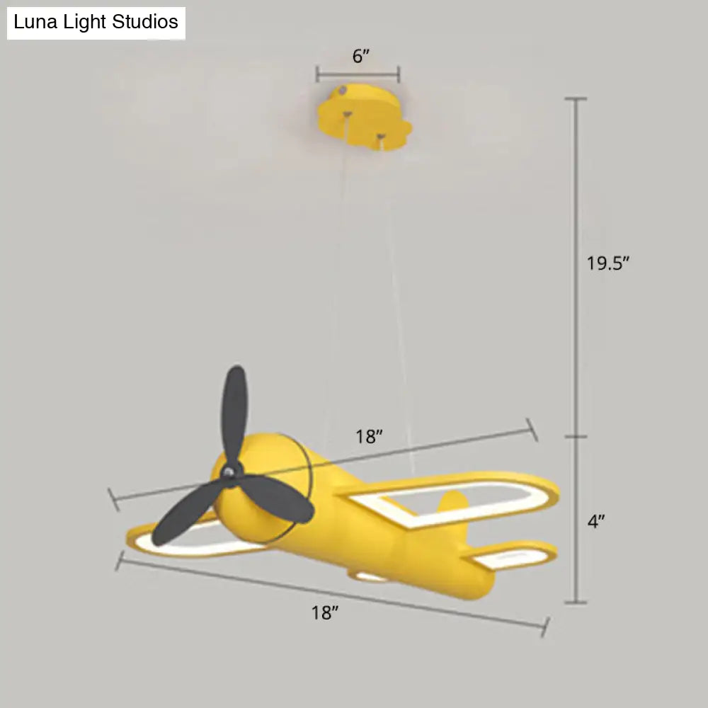 Childrens Playroom Cartoon Acrylic Propeller Jet Led Chandelier Ceiling Light