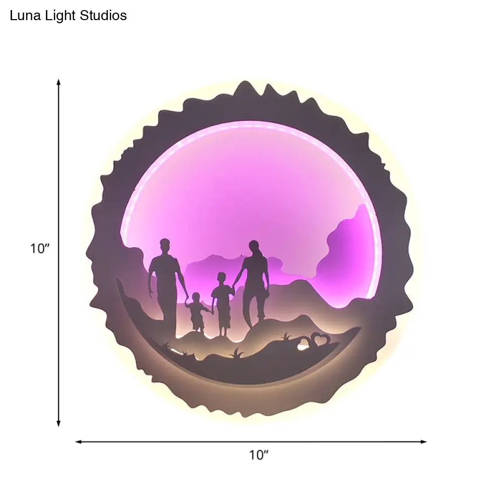 Chinese Style Led Wall Mounted Bedroom Mural Light With Loving Family/Surfing Pattern In