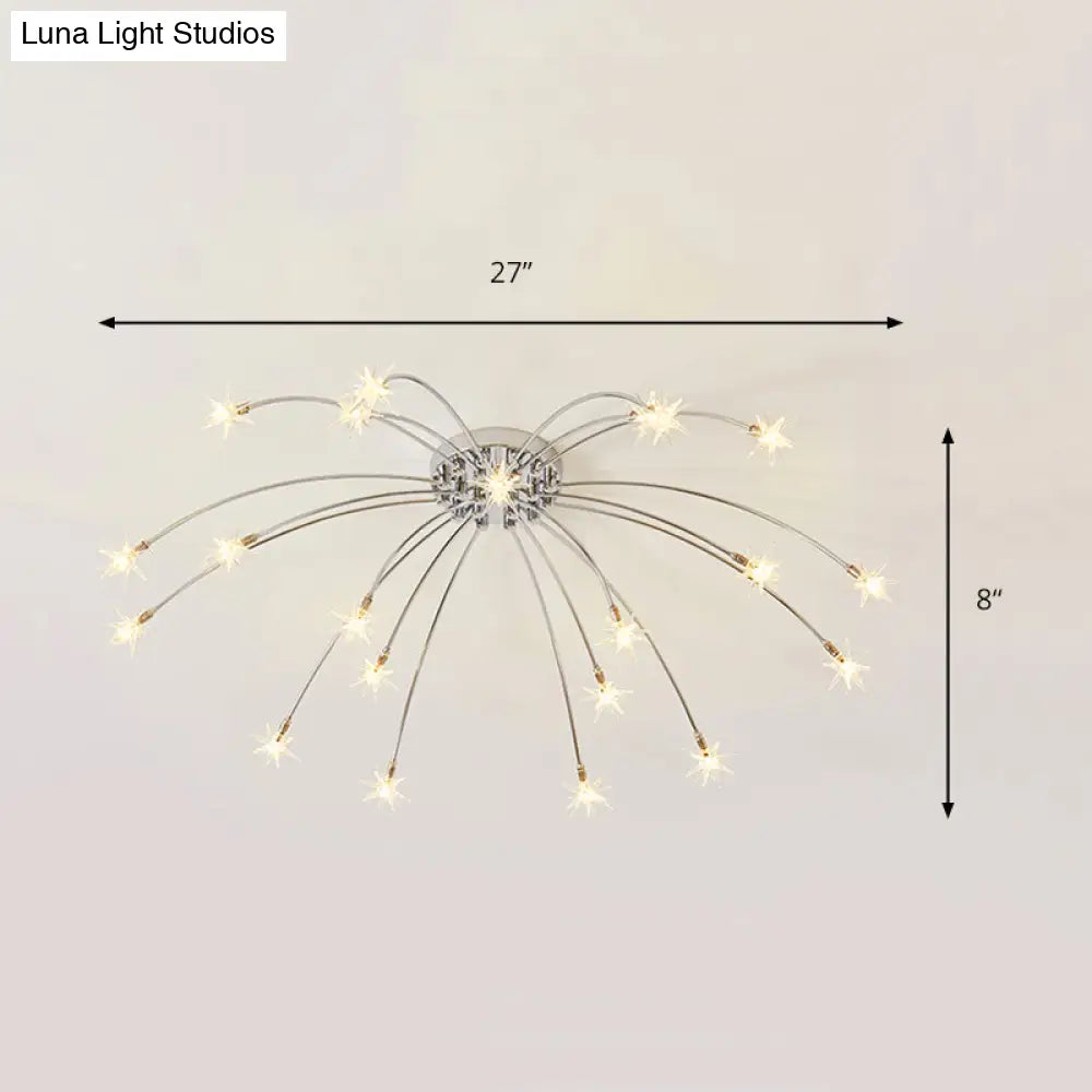 Chrome Semi Flush Ceiling Light: Stunning Fireworks Design For Kindergarten