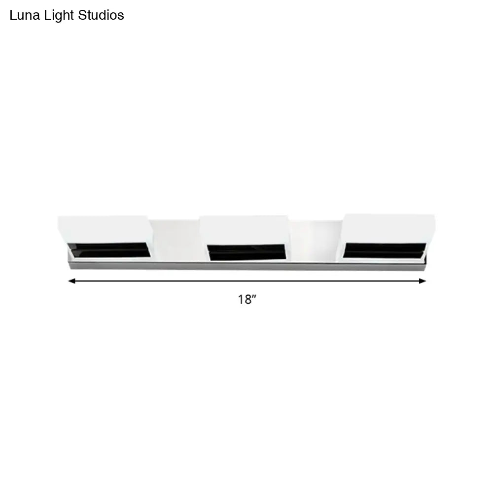 Chrome Wall Sconce With Brick Acrylic Shade For Bathroom Vanity - Choose From 2/3/5 Warm White
