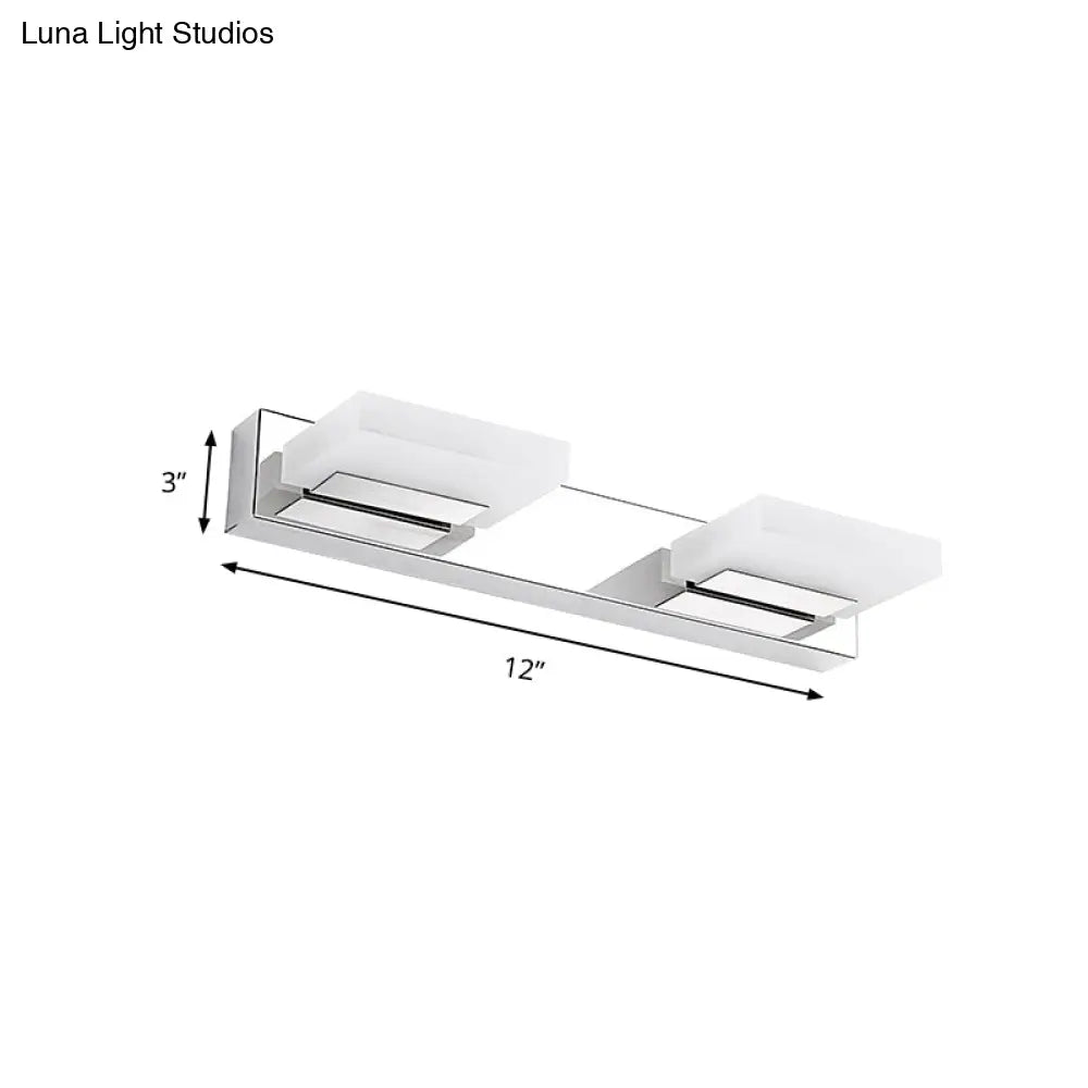 Chrome Wall Sconce With Brick Acrylic Shade For Bathroom Vanity - Choose From 2/3/5 Warm White