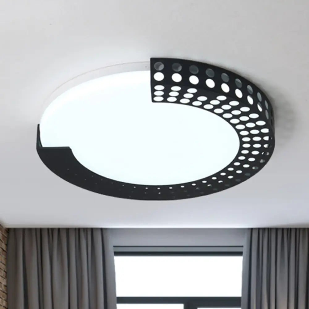 Circle Led Ceiling Light For Baby Room With Half - Ring Acrylic Design Black / 16’ Warm