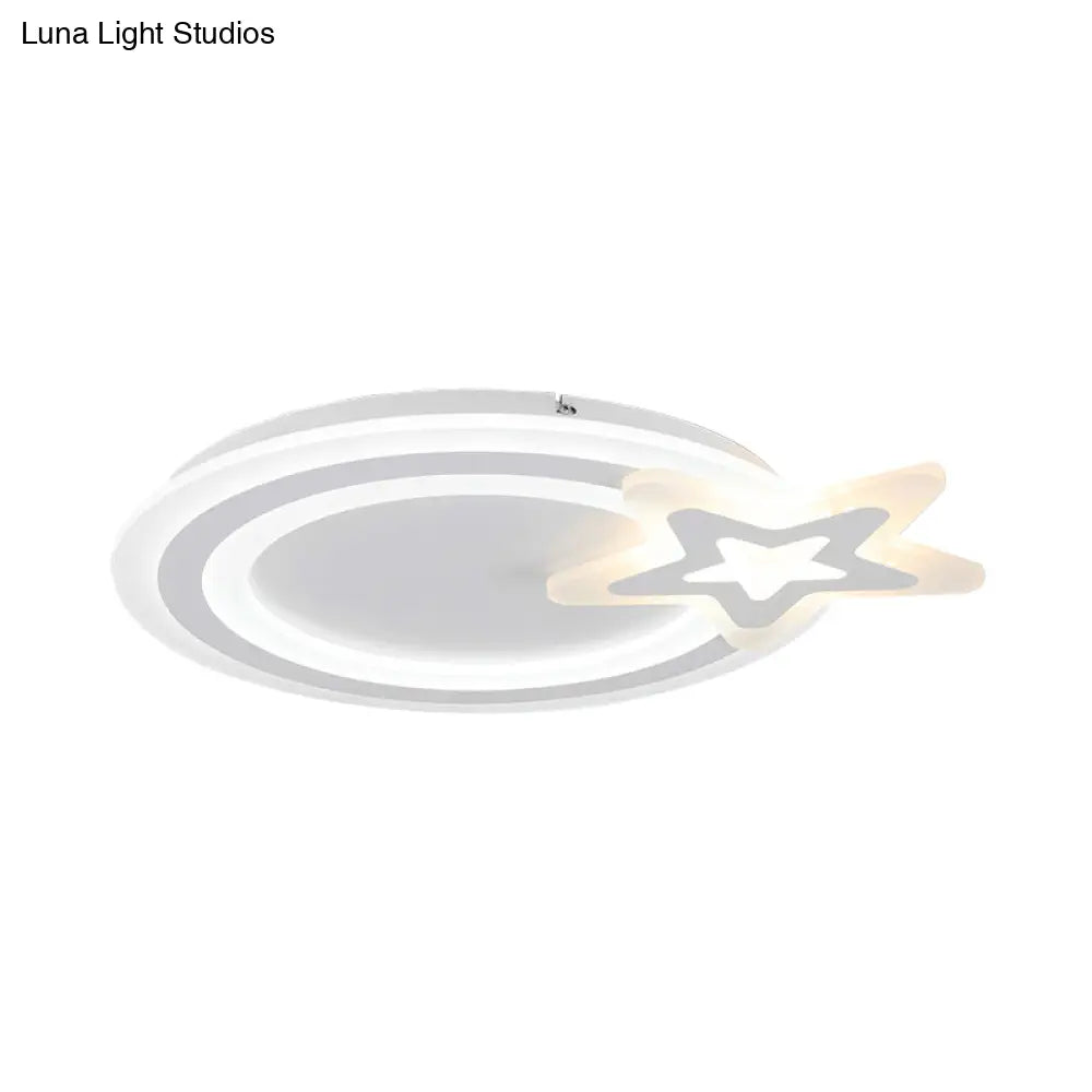 Circle Led Flush Mount Light - Simple Style With Star Acrylic Design Ceiling Lamp For Kindergarten