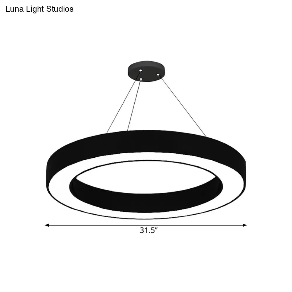 Minimalist Circle Led Pendant Light Kit - Office Hanging Lamp In Black Sizes: 16 23.5 47