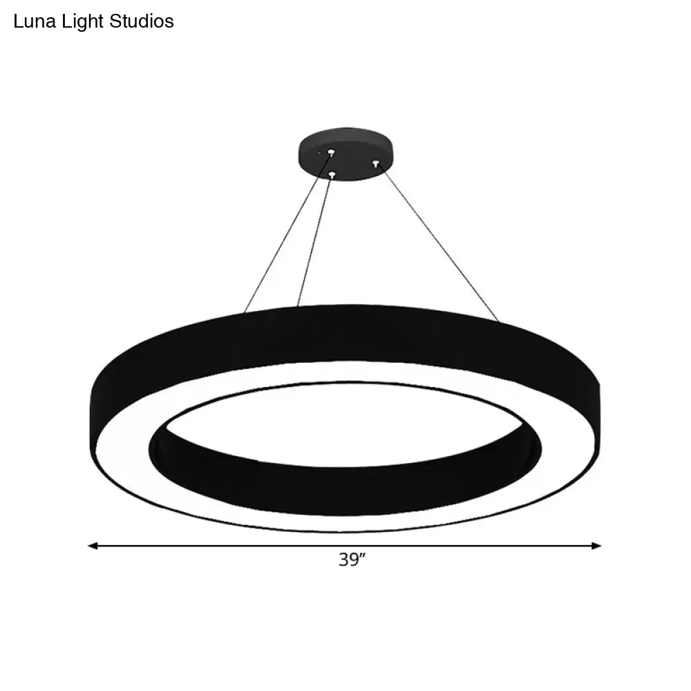Minimalist Circle Led Pendant Light Kit - Office Hanging Lamp In Black Sizes: 16 23.5 47
