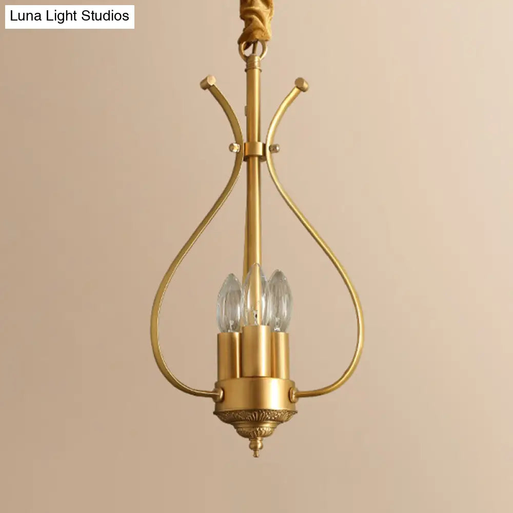 Classic 4-Light Gold Candle Chandelier - Dining Room Pendant Lighting With Metal