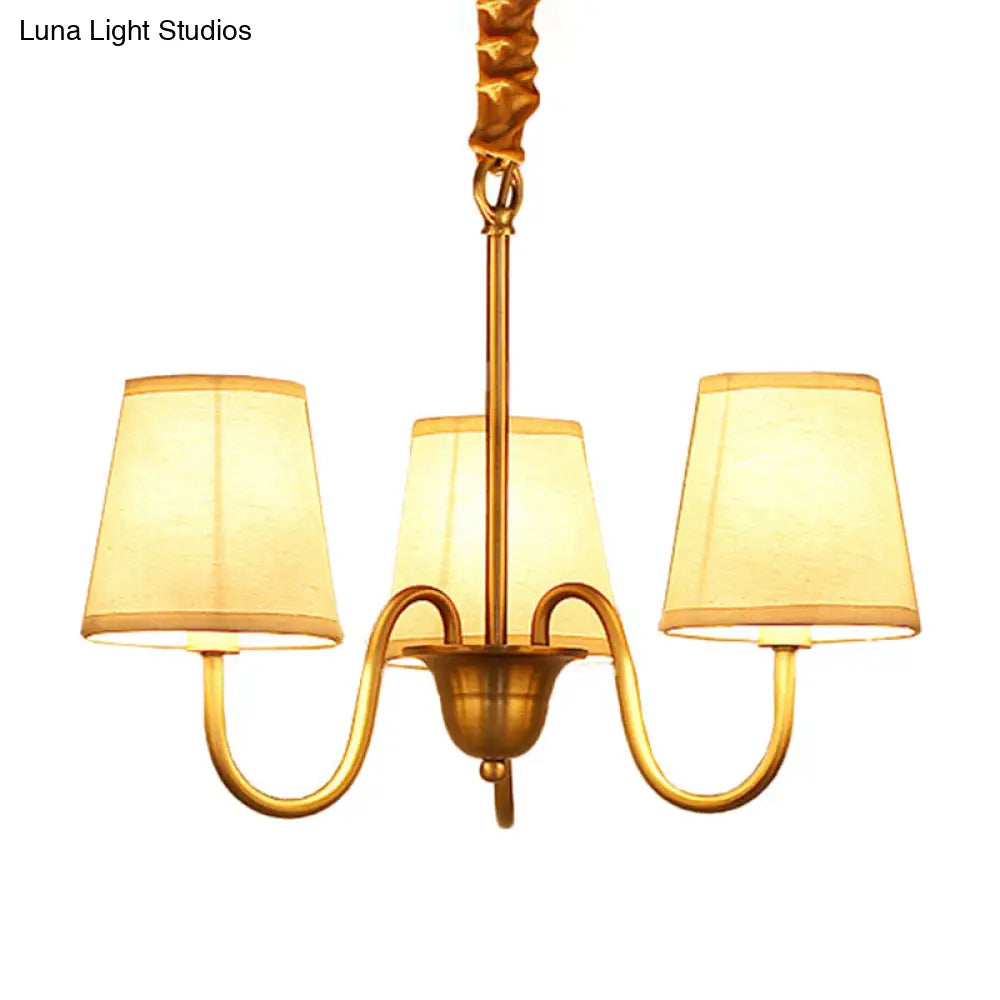 Classic Gold Metal Chandelier With Tapered Fabric Shade - Available In 3 6 Or 8 Lights
