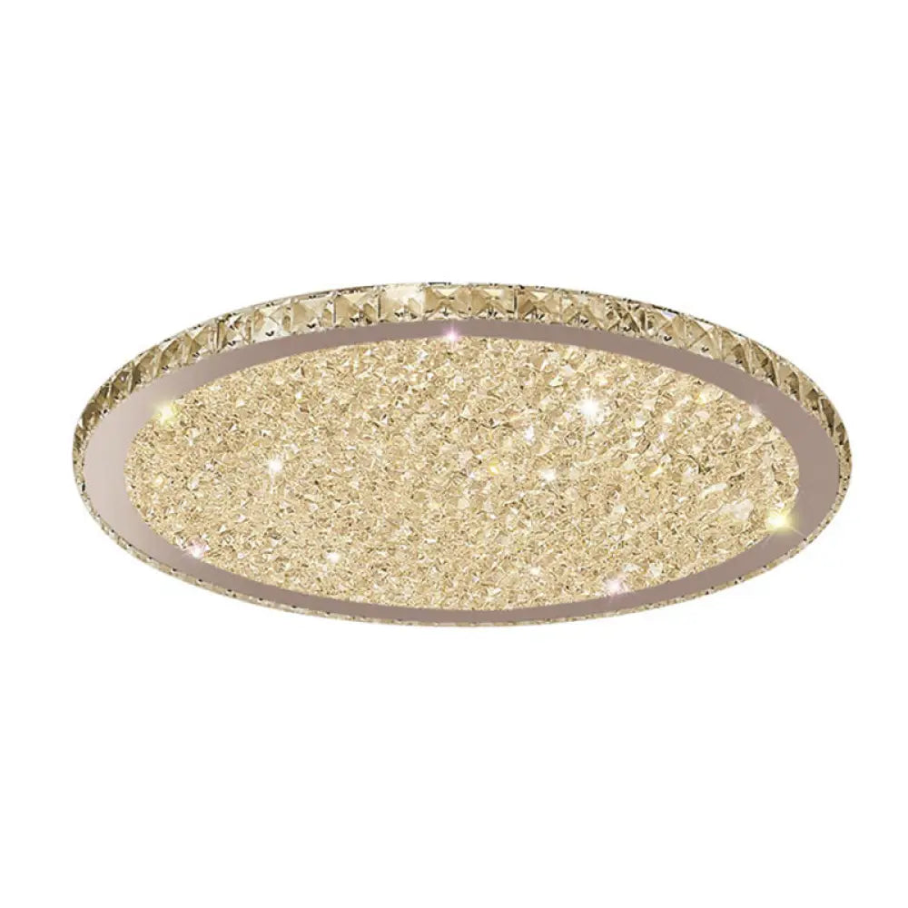 Clear Crystal Led Ceiling Light With Stainless-Steel Artistic Design