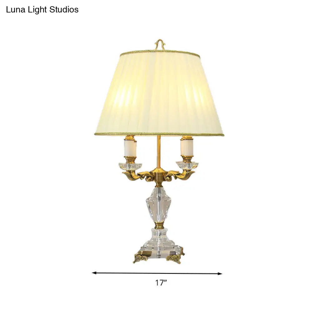 Clear Crystal Nightstand Table Lamp - Rustic Beige Candlestick Living Room Lighting Set Of 4 Lights