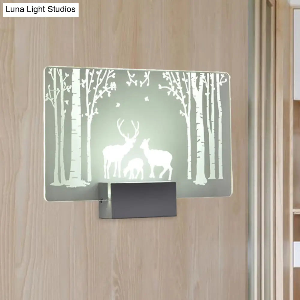 Coconut Tree/Elk Led Wall Mount Lamp With Aluminum Shade For Bedroom Artistry Lighting
