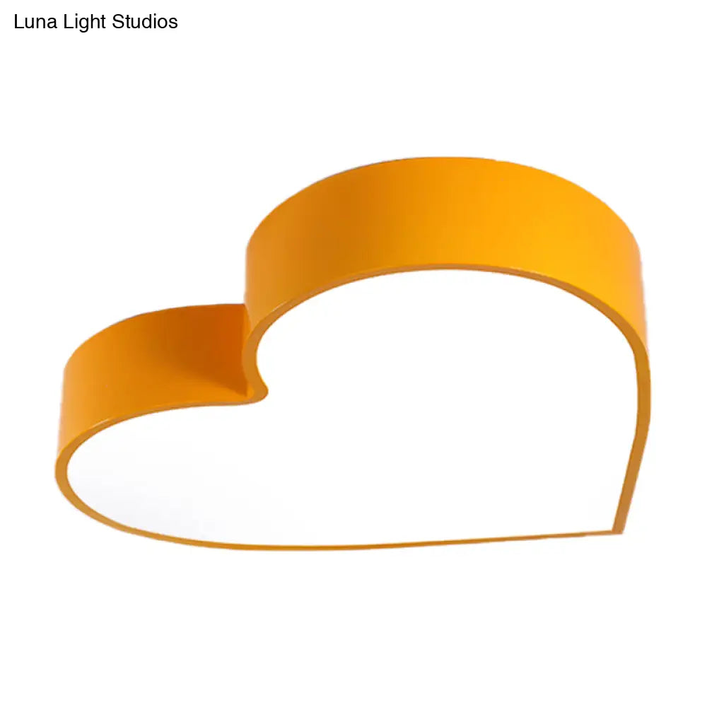 Colorful Led Heart Flush Mount Ceiling Light For Parlor With Minimalistic Acrylic Design