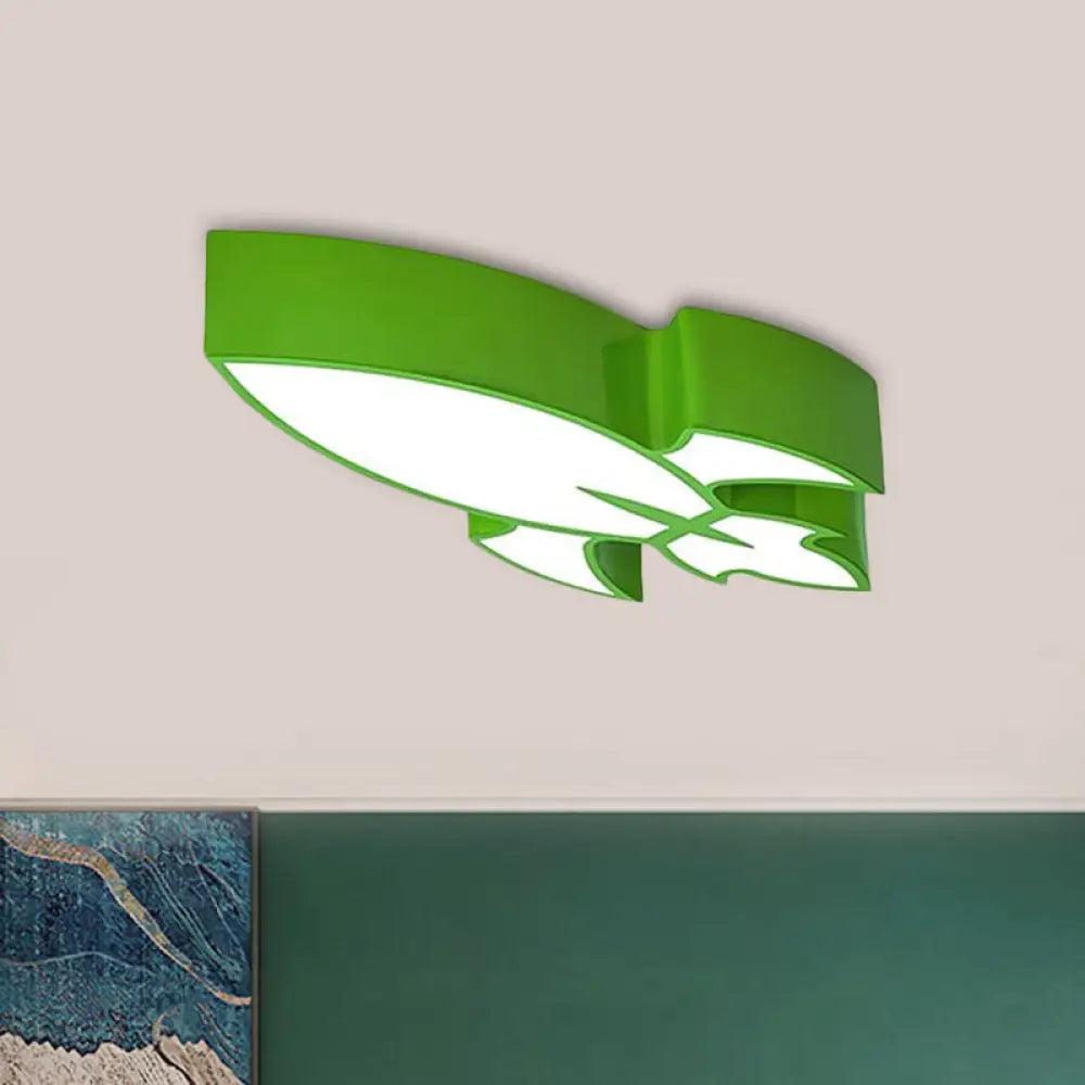 Colorful Rocket Led Flushmount Ceiling Light - Children’s Style Lighting Green