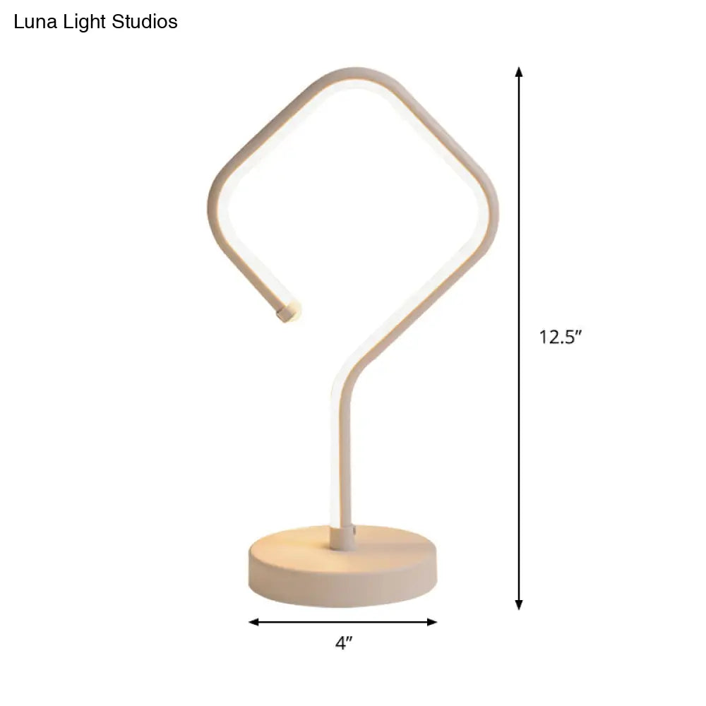 Compact White Led Desk Lamp With Acrylic Shade In Warm/White Light - Minimalist Table