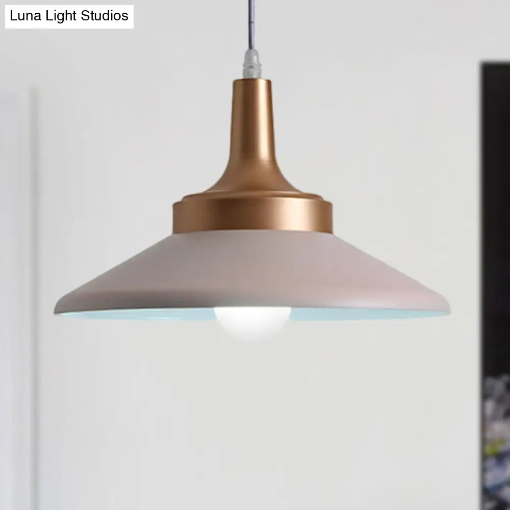 Conic Metal Pendant Lighting - Nordic Style 1 Light Black/White 9.5’/14’ Width