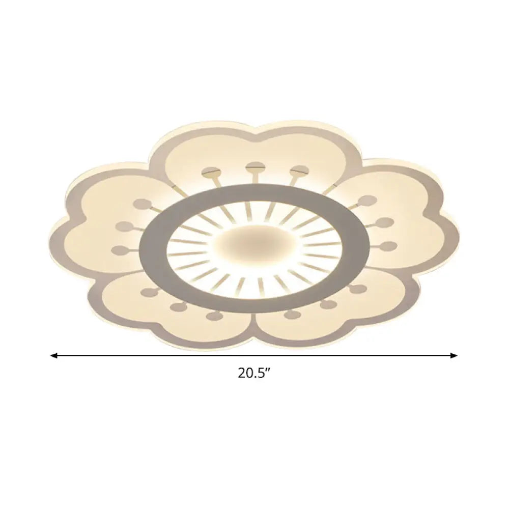 Contemporary Acrylic Led Flush Mount Ceiling Fixture - Flower Design 16.5/20.5 Wide White