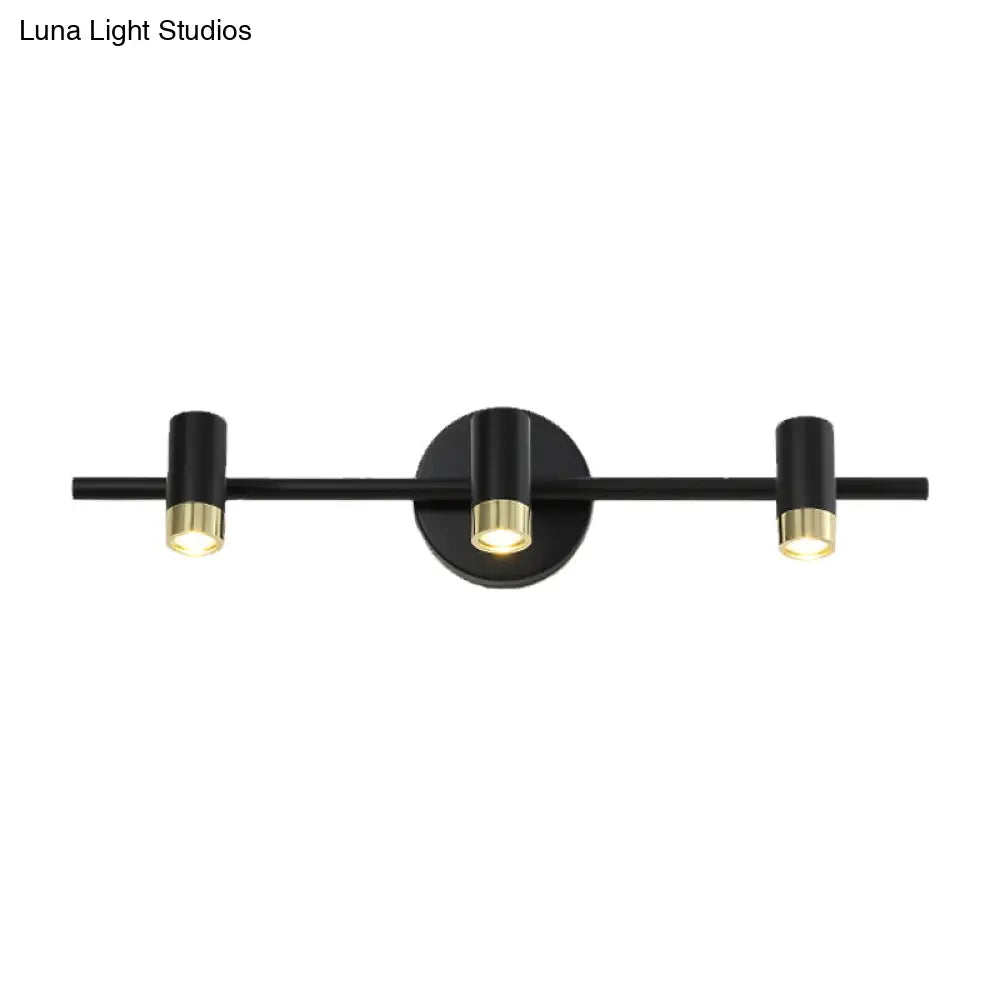 Contemporary Black Adjustable 3-Bulb Wall Sconce Vanity Light
