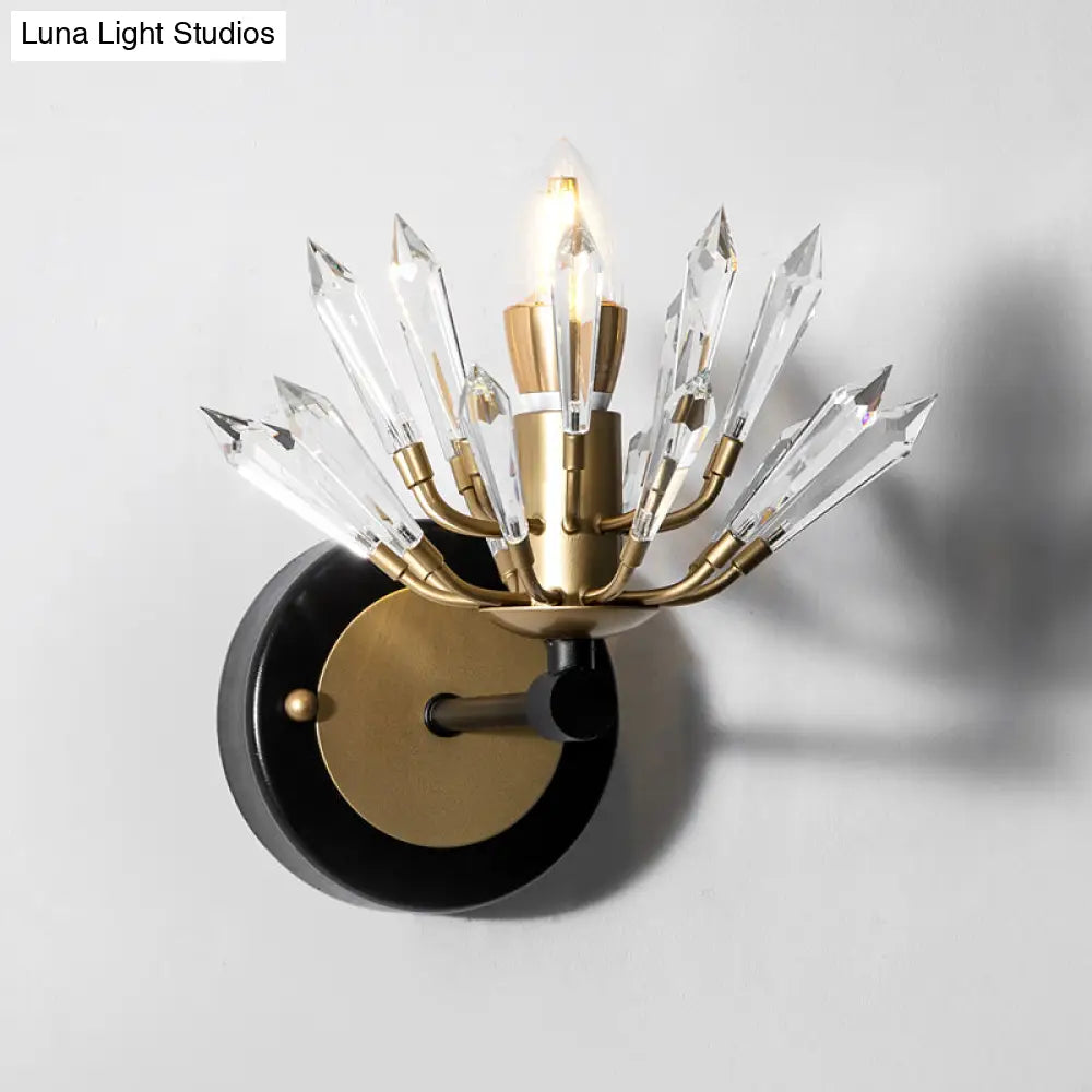 Contemporary Black And Gold Sputnik Crystal Sconce Light - Wall Mounted