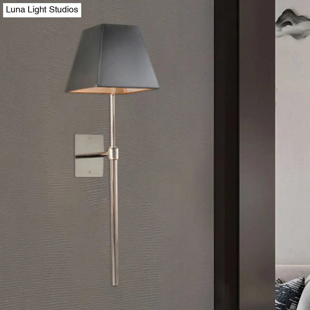 Contemporary Black Fabric Tapered Led Wall Sconce Light For Bedside Lighting
