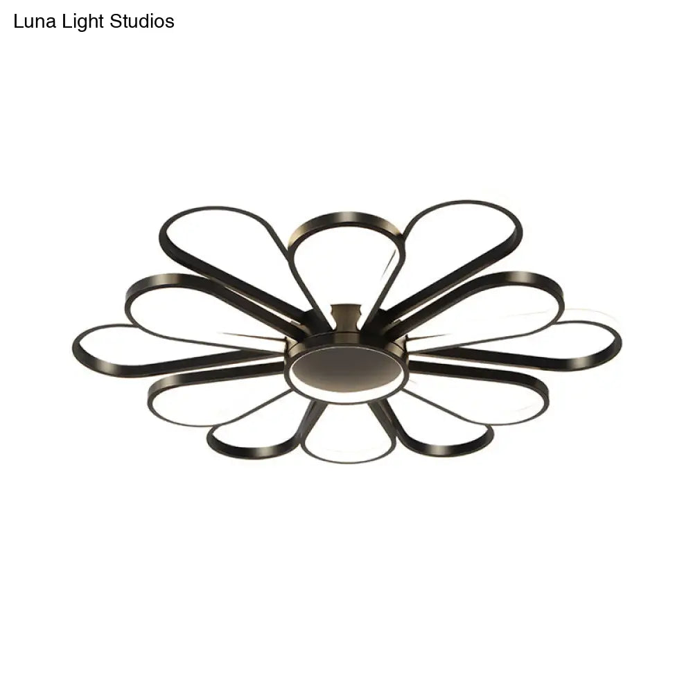 Contemporary Black/Gold Led Ceiling Mounted Iron Floral Flush Mount Light For Living Room