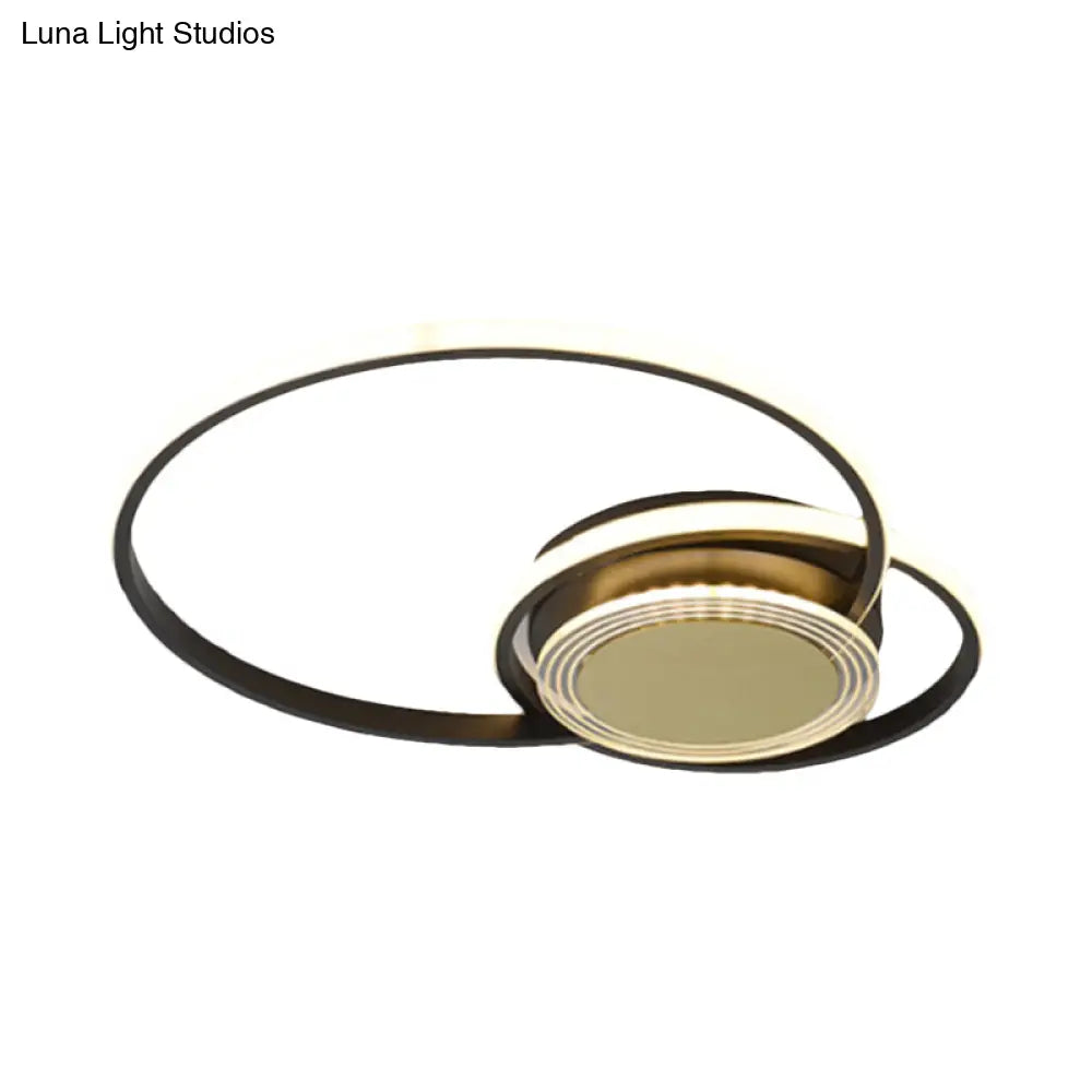 Contemporary Black/Gold Led Metallic Ceiling Flush Mount - Bedroom Lighting 14’/18’ Width