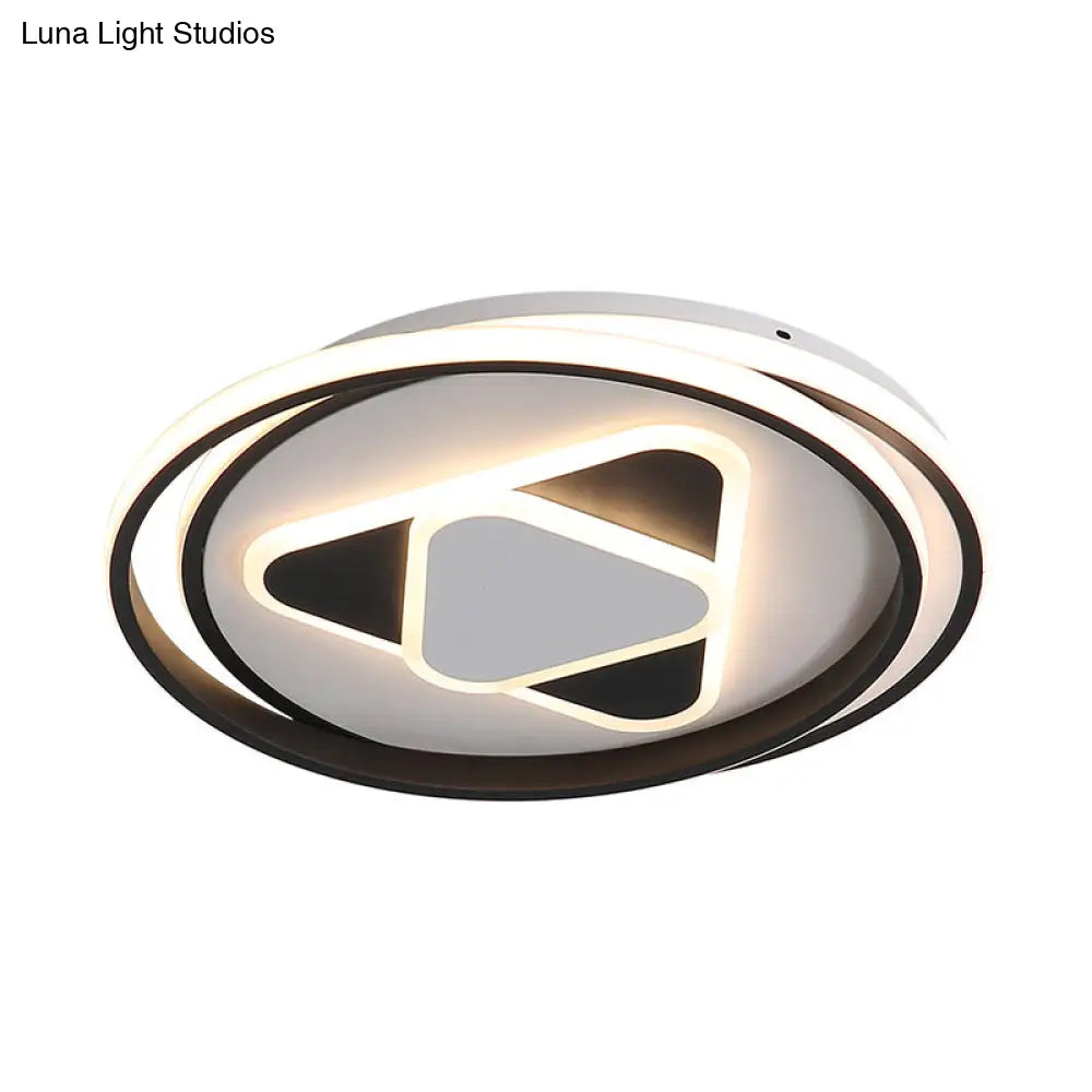 Contemporary Black Triangle Flush Mount Led Ceiling Light - 16.5’/20.5’ Wide Warm/3 Color Lighting