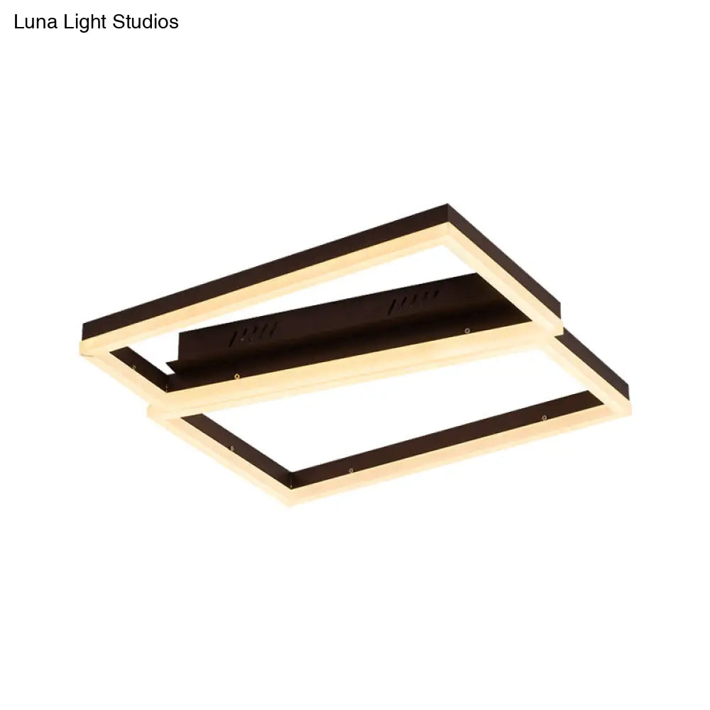 Contemporary Brown Square Led Flush Mount For Indoor Living Rooms