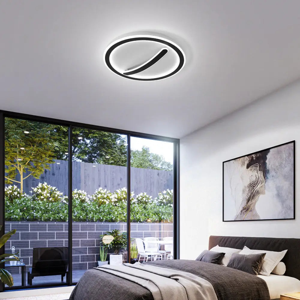 Contemporary Circular Ceiling Mount Light - 18’/20.5’ Wide Acrylic Gold/Black & White Led Flush