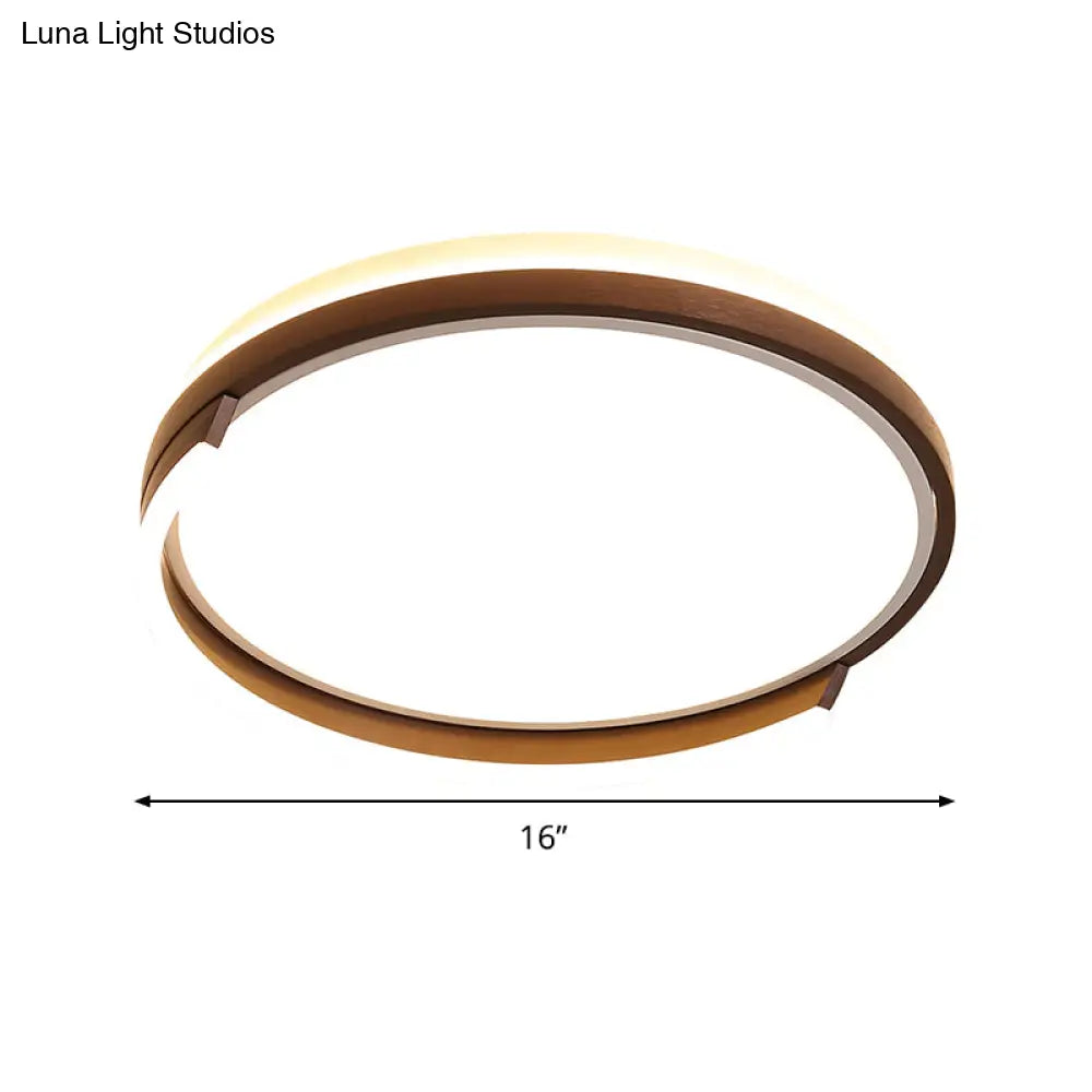 Contemporary Circular Metal Flush Mount Lamp - Coffee 16’/19.5’ Wide Led Ceiling Lighting