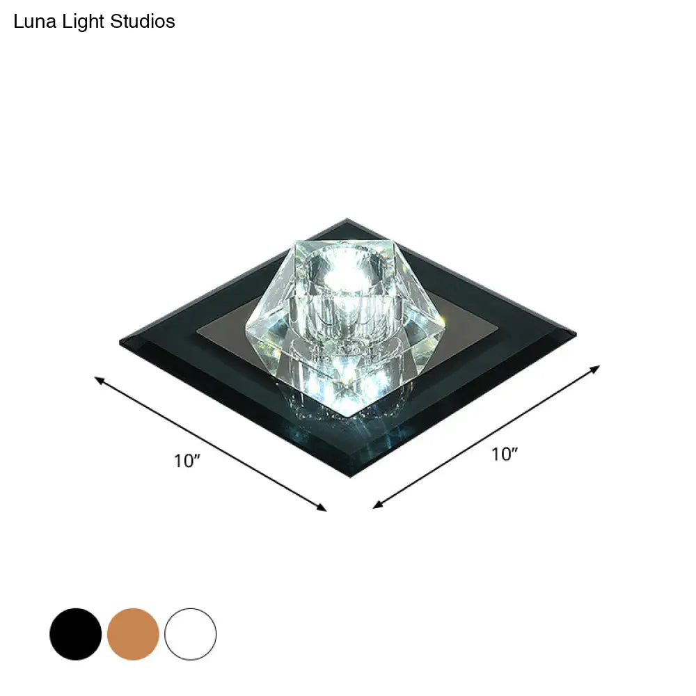 Contemporary Clear Crystal Led Ceiling Light - Pentagonal Porch Flushmount