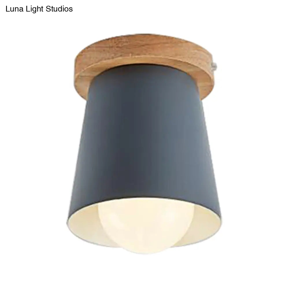 Contemporary Conical Ceiling Light Gray/White/Green - Metal Flush Mount For Bedroom