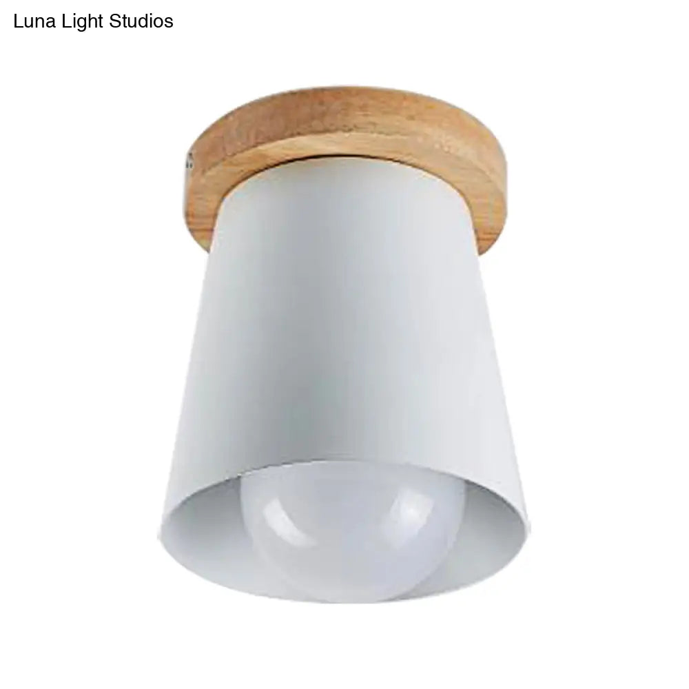 Contemporary Conical Ceiling Light Gray/White/Green - Metal Flush Mount For Bedroom