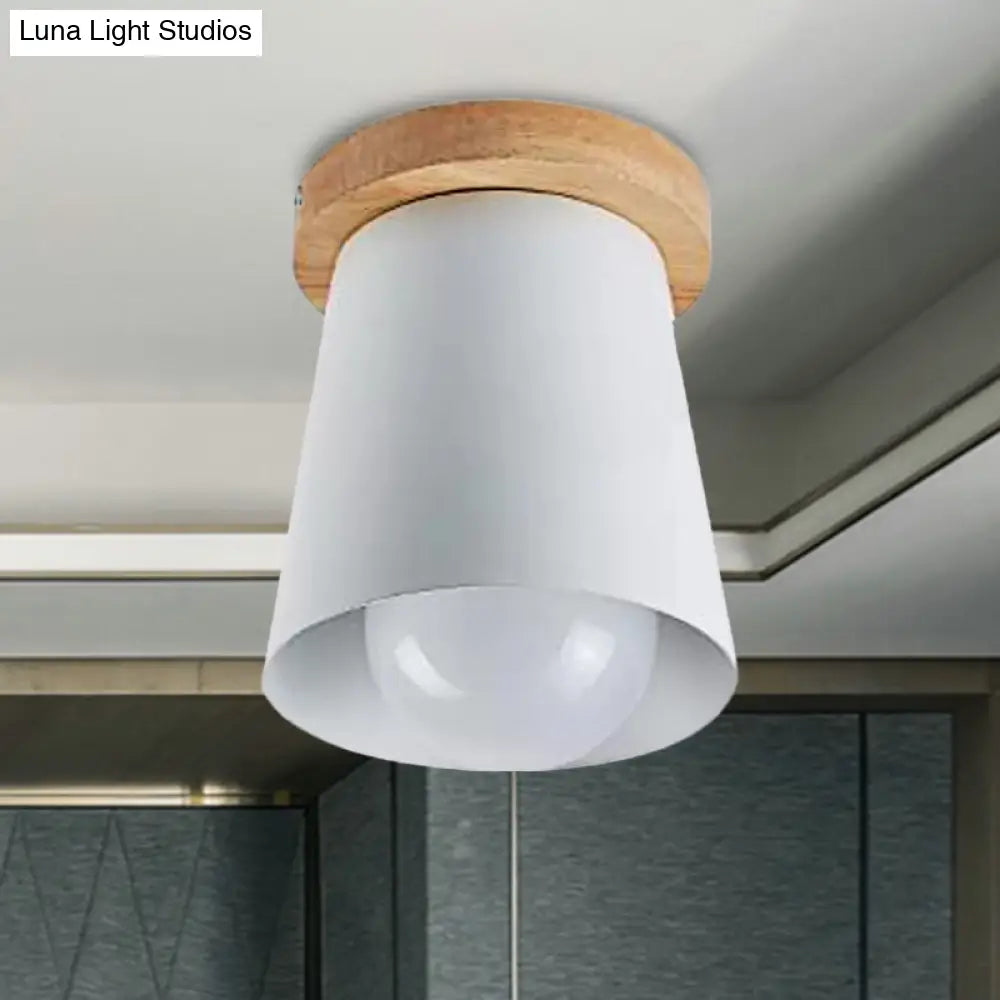 Contemporary Conical Ceiling Light Gray/White/Green - Metal Flush Mount For Bedroom